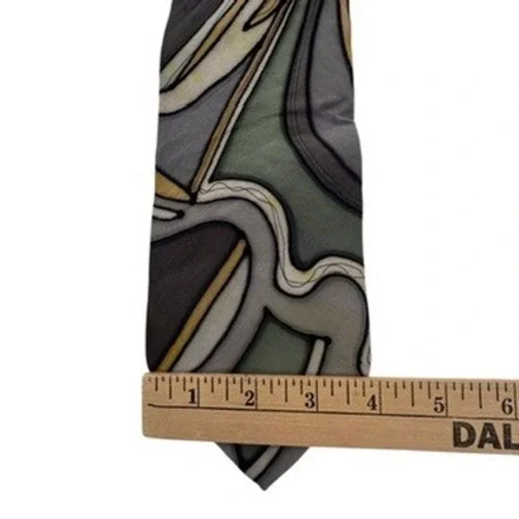 Robert Daskal 4x56" Silk Necktie Men Gray Abstract Hand Painted Larry Hope - Picture 4 of 9